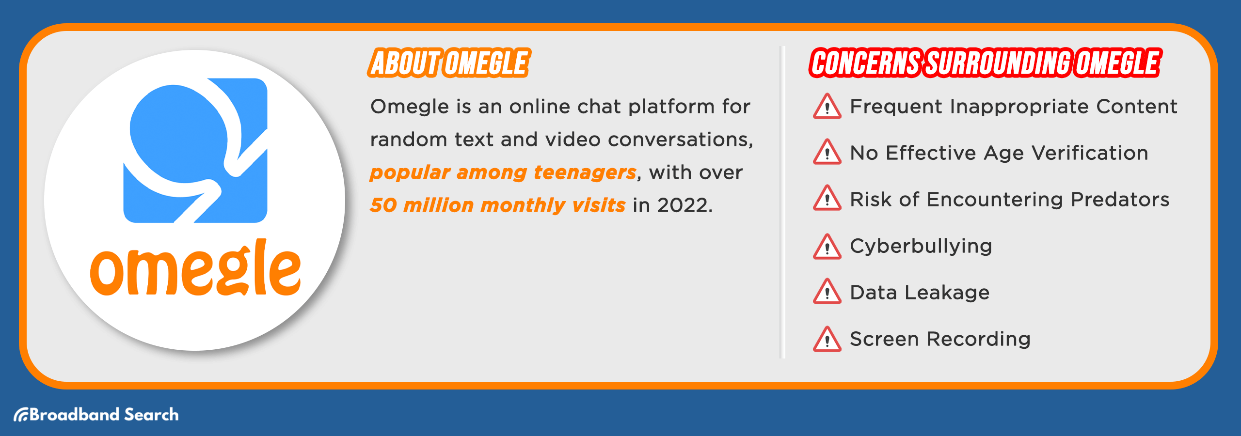 Statistics on Omegle and concerns surrounding usage of the social media site