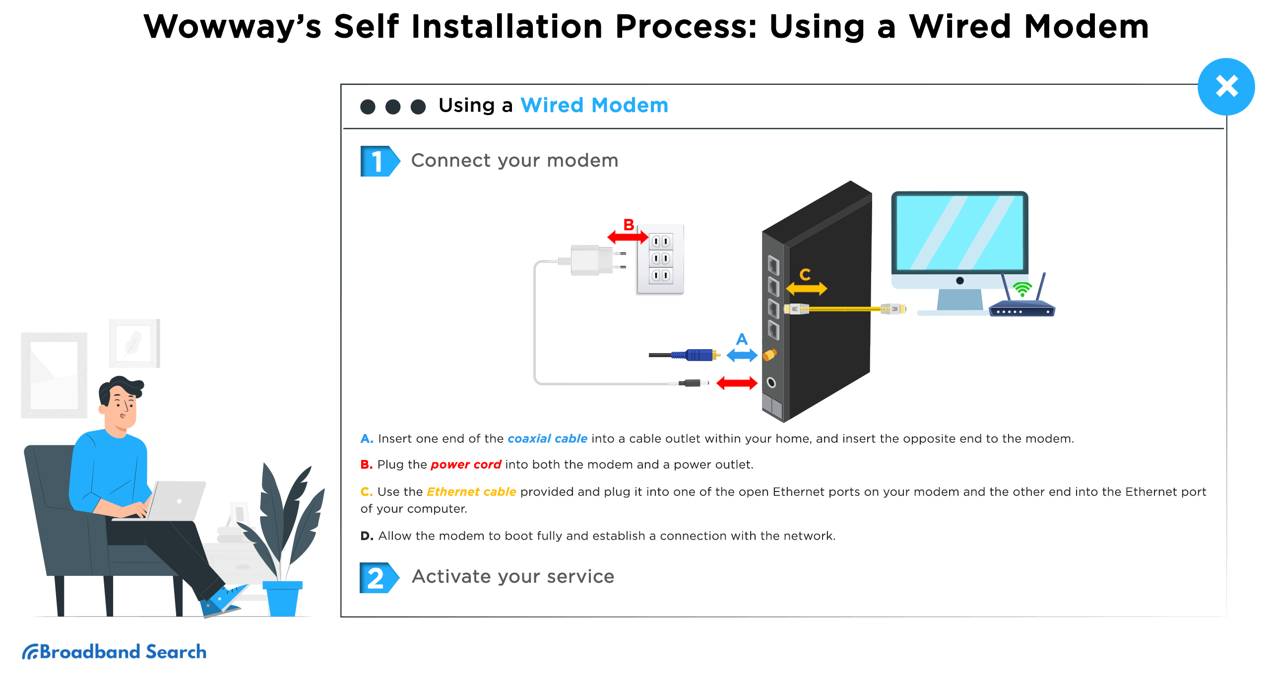 Wowway’s Self Installation Process: Using a Wired Modem