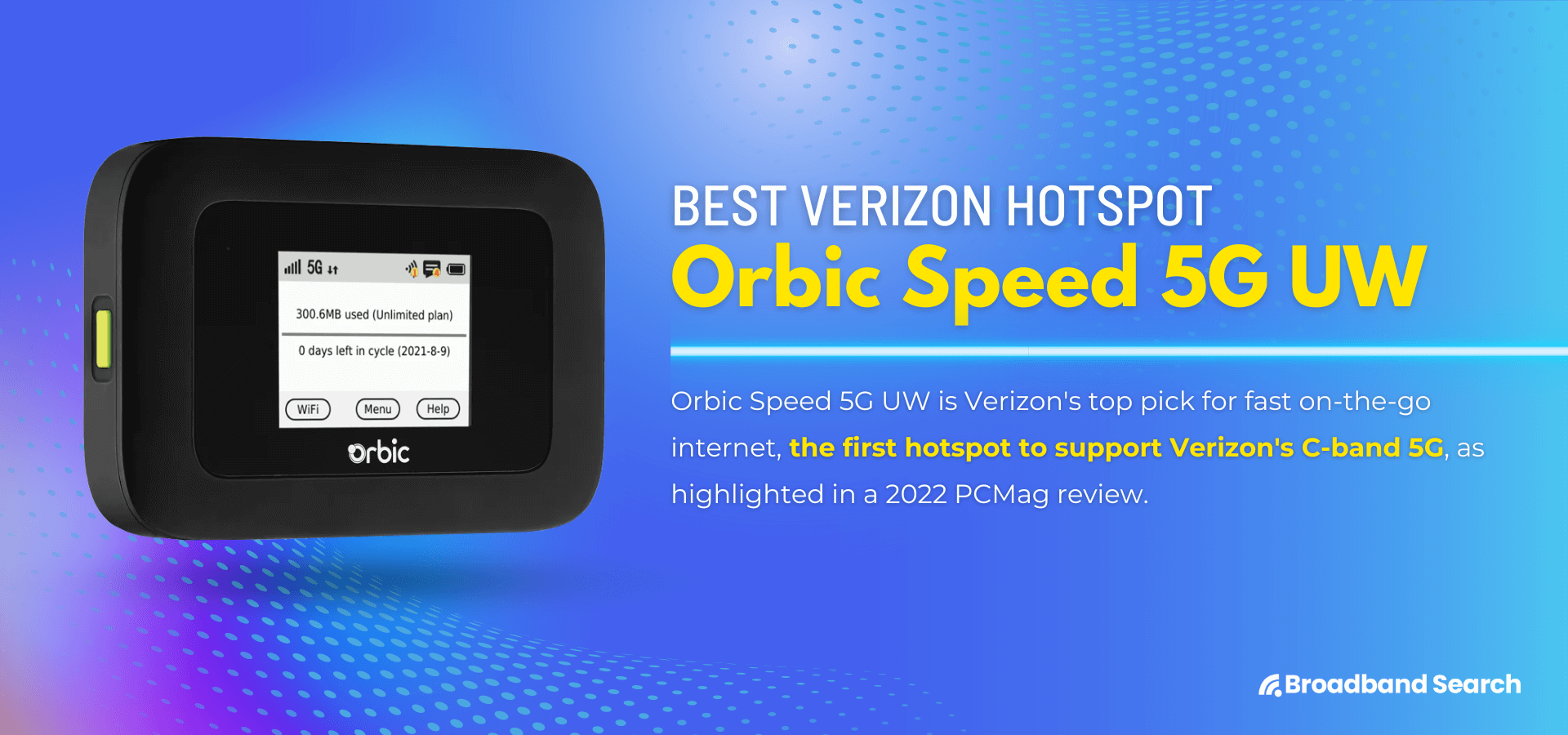 Product details of the mobile hotspot Orbit Speed 5G UW