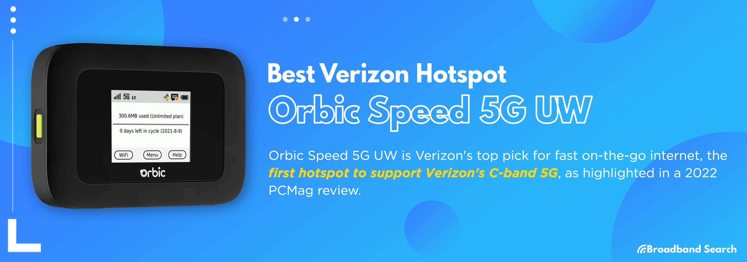 Product details of the mobile hotspot Orbit Speed 5G UW