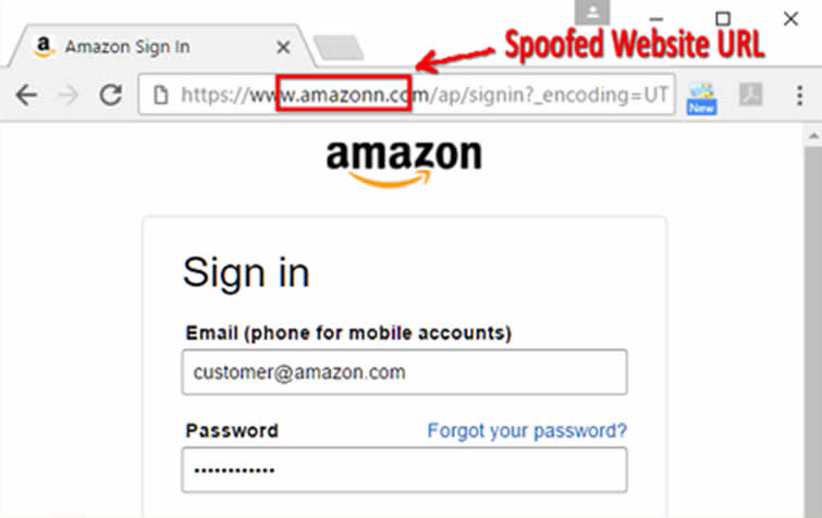 Amazon Spoofed Website