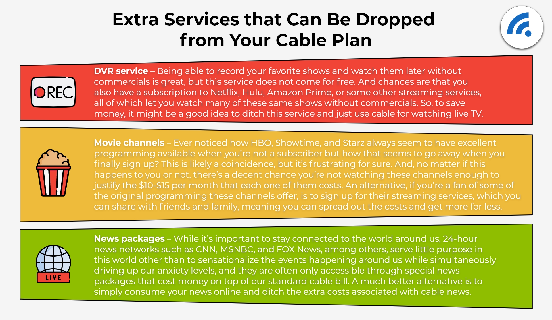 Extras You Can Drop From Your Cable Service